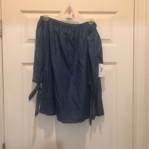 Off the shoulder denim shirt